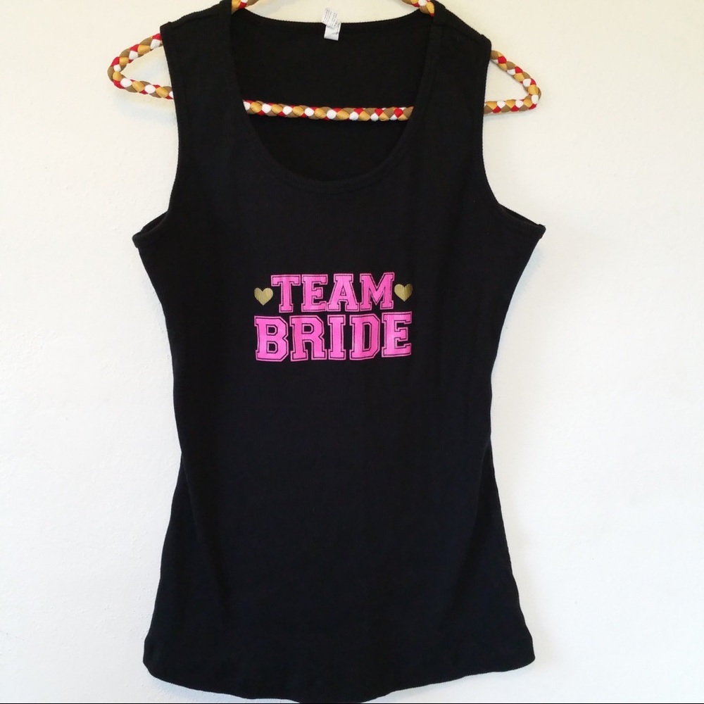 TEAM BRIDE Black Ribbed Tank Top